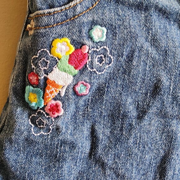 Wonder Kids Baby Girls Denim Jean Raw Hem Skirt Embroidered Icecream Size 12M - Picture 3 of 9